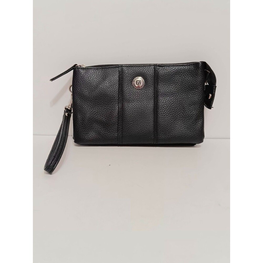 Stone Mountain Black Pebbeled Leather Wristlet Clutch Wallet 8"×5"